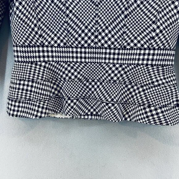 WHBM Black White Houndstooth Fitted Peplum Blazer SZ 6 Classic Feminine - Picture 7 of 12